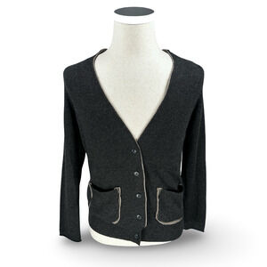360 Cashmere Cardigan Sweater Women’s Medium Charcoal Gray Cashmere Wool Blend